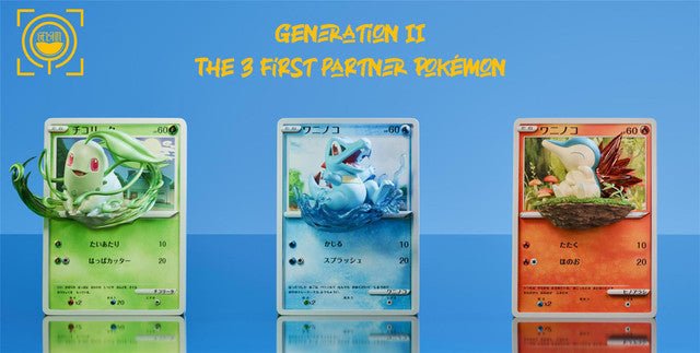 [Pre-Order] GEISHA Studio - Statue - Cards Episode #23 Chikorita #24 Totodile #25 Cyndaquil Pokémon