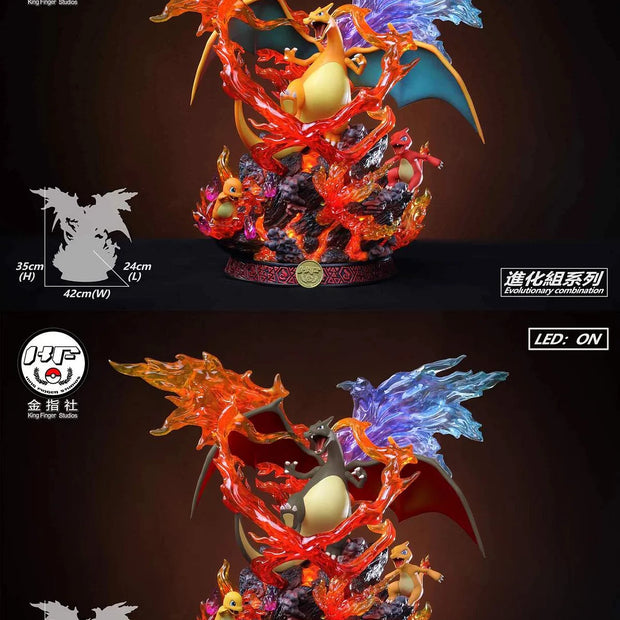 [Warehouse in Stock] King Finger Studio - Statue - Pokémon - Charizard Evolution Set
