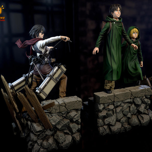 [Pre-Order Closed] Model Power Studio - Statue - Attack on Titan - The Basement Trio Mikasa & Armin & Eren