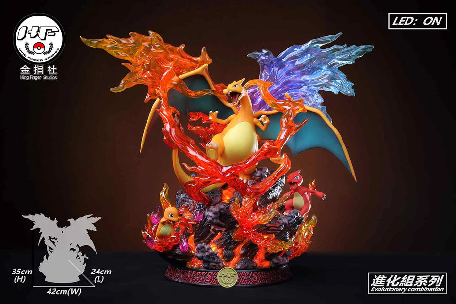 [Warehouse in Stock] King Finger Studio - Statue - Pokémon - Charizard Evolution Set