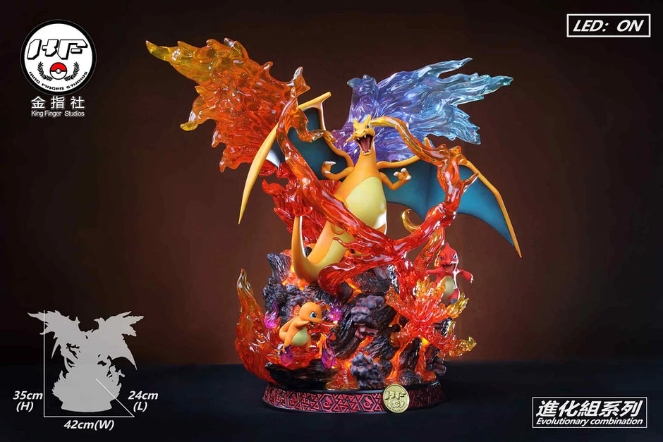 [Warehouse in Stock] King Finger Studio - Statue - Pokémon - Charizard Evolution Set