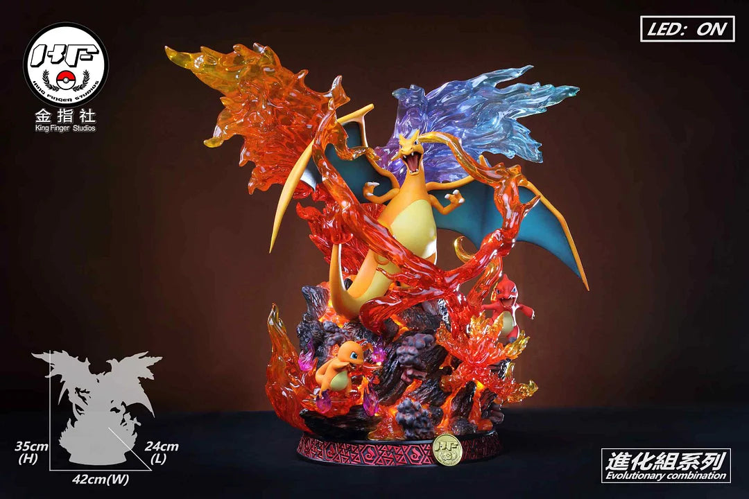 [Warehouse in Stock] King Finger Studio - Statue - Pokémon - Charizard Evolution Set
