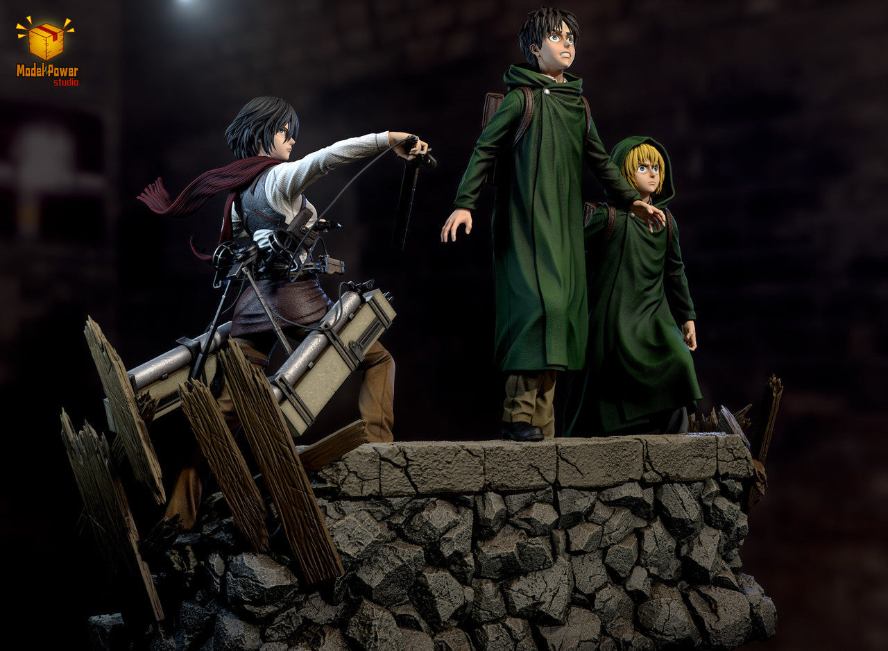 [Pre-Order Closed] Model Power Studio - Statue - Attack on Titan - The Basement Trio Mikasa & Armin & Eren