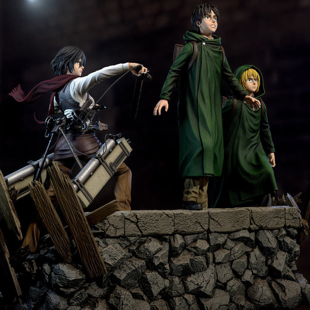 [Pre-Order Closed] Model Power Studio - Statue - Attack on Titan - The Basement Trio Mikasa & Armin & Eren